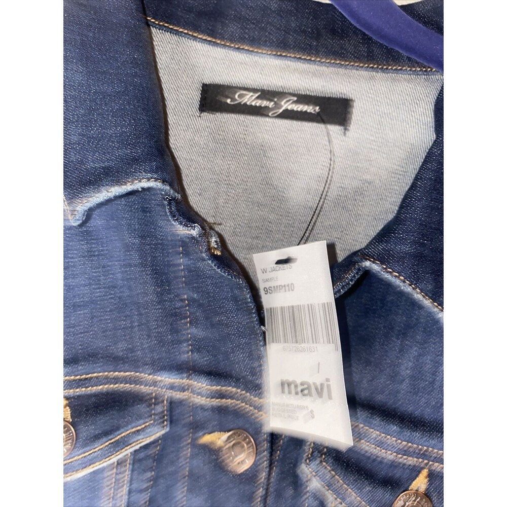 new Mavi Jeans jacket denim distressed Samantha Stretchy western rock Small - Picture 6 of 10